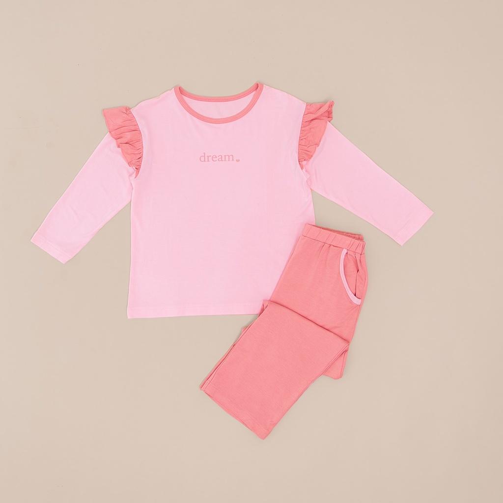 Bộ Quần Áo Pyjama Nous Màu Hồng Bé Gái - Chất Liệu Nu Doux Mềm Nhẹ (Size Từ 2-3 Tuổi Đến 5-6 Tuổi)