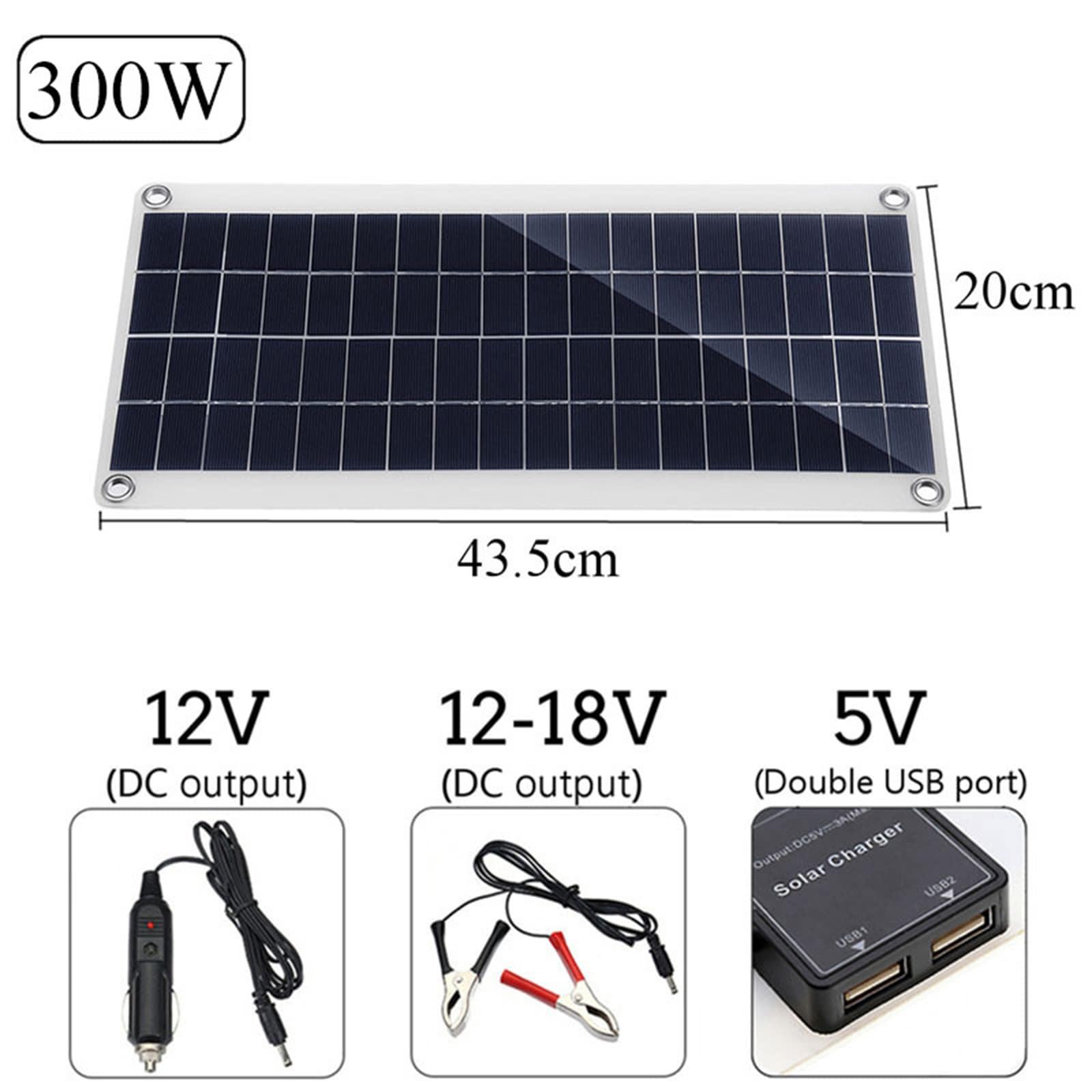 Tấm Pin Năng Lượng Mặt Trời 300W Pin Năng Lượng Mặt Trời 12V Bộ Điều Khiển Tấm Pin Năng Lượng Mặt Trời 10A-60A Cho Điện Thoại RV Xe Đoàn Lữ Hành Tại Nhà, Cắm Trại Ngoài Trời Màu Pin: G