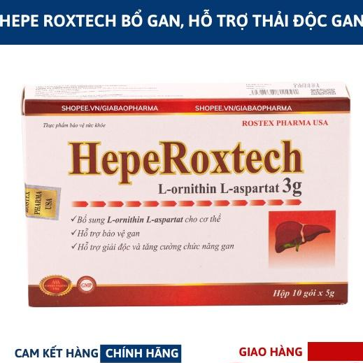 Cốm bổ gan HepeRoxtech L-ornithine L-aspartat hỗ trợ giảm xơ gan, men gan- Hộp 10 gói