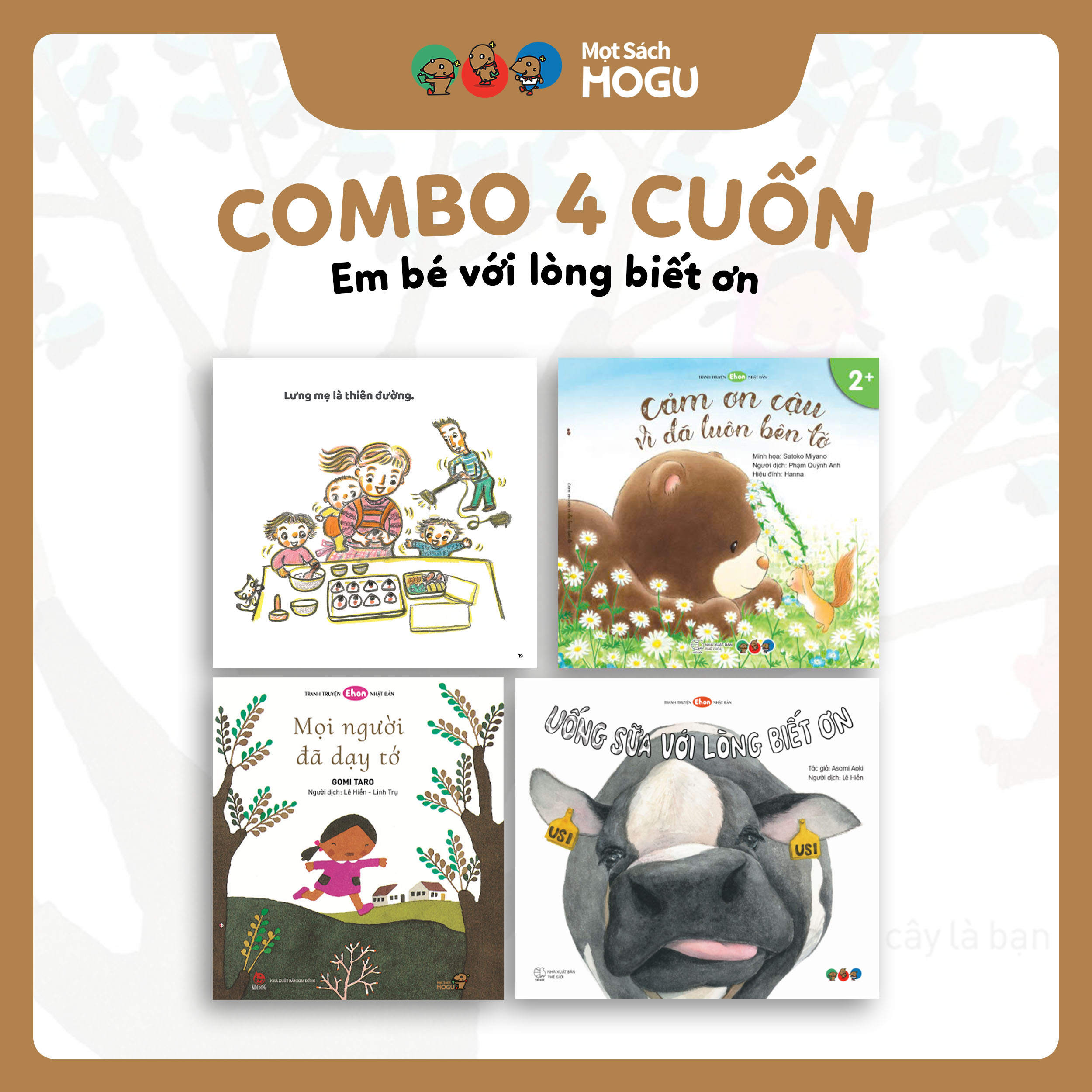 Truyện Ehon bé 3-4-5 tuổi - Bộ 4 cuốn Em bé với lòng biết ơn