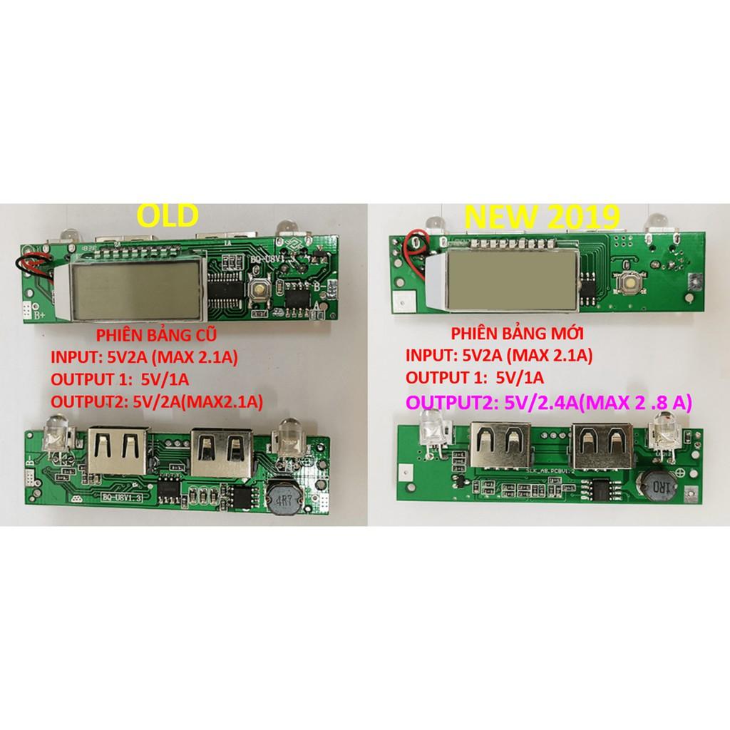 Box sạc dự phòng 8 18650 VER.2019 màn hình LCD không pin MÀU TRẮNG