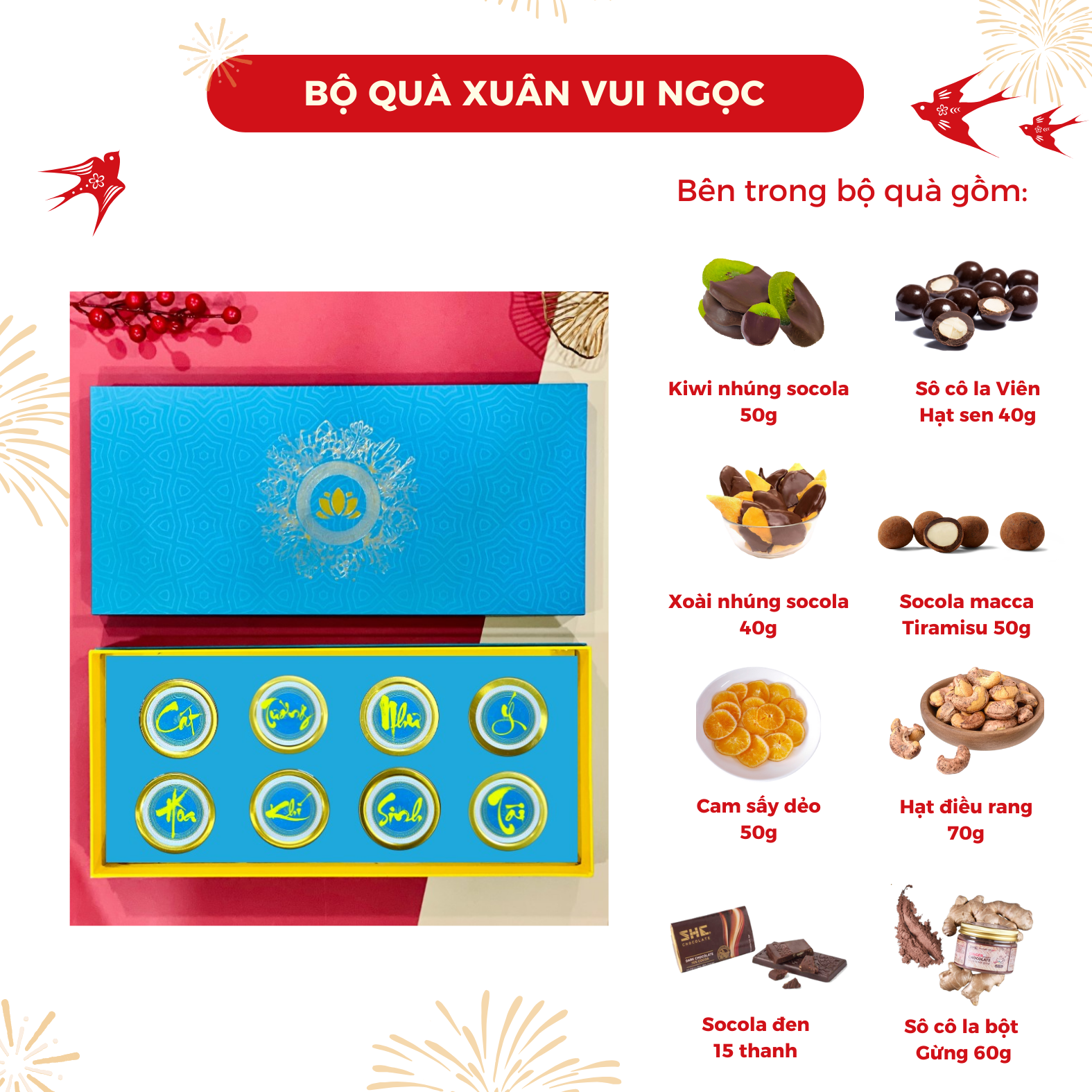 Bộ Quà Tết 2024 - Xuân Vui Ngọc SHE Chocolate - Quà tặng, quà biếu Tết Sang trọng, lịch sự, đẳng cấp