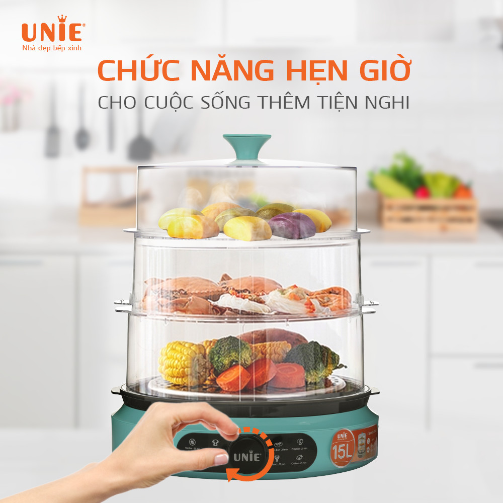 Nồi hấp điện UNIE UE-680 công suất 1000W dung tích 15L - Hàng chính hãng