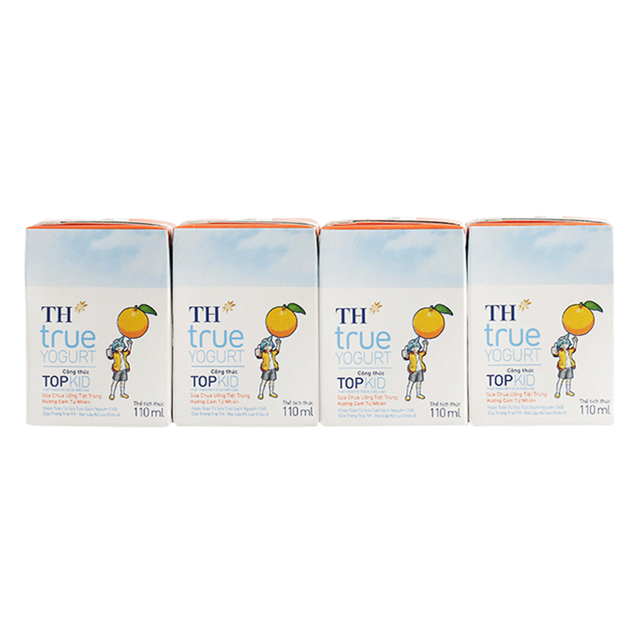 Thùng Sữa Chua Uống Tiệt Trùng Topkid Cam TH True Milk (110ml x 48 Hộp)