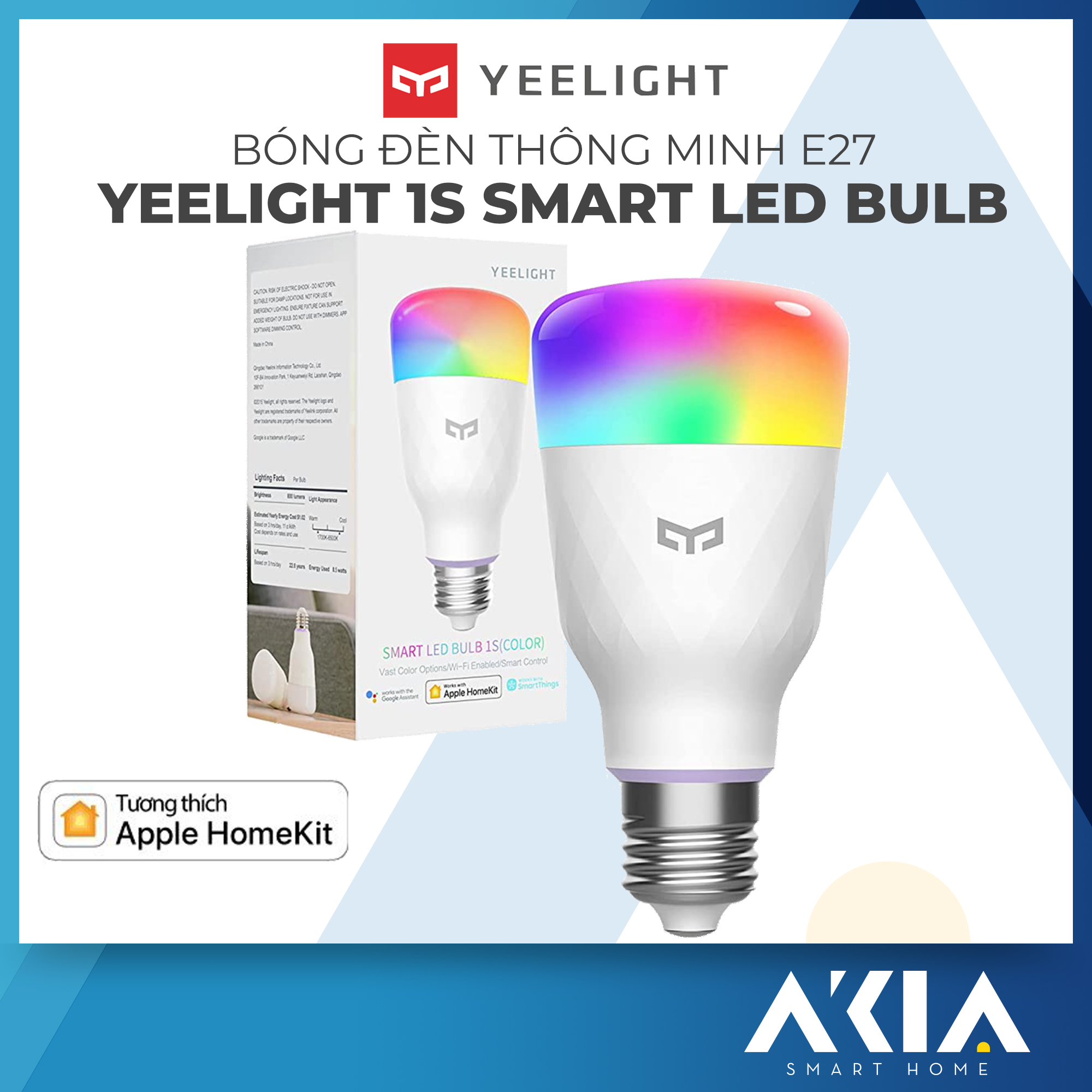 Bóng đèn Led thông minh Xiaomi Yeelight Bulb W3/ 1S Apple Homekit - đui xoắn E27 (RGB 16 triệu màu) - tích hợp Razer Chroma