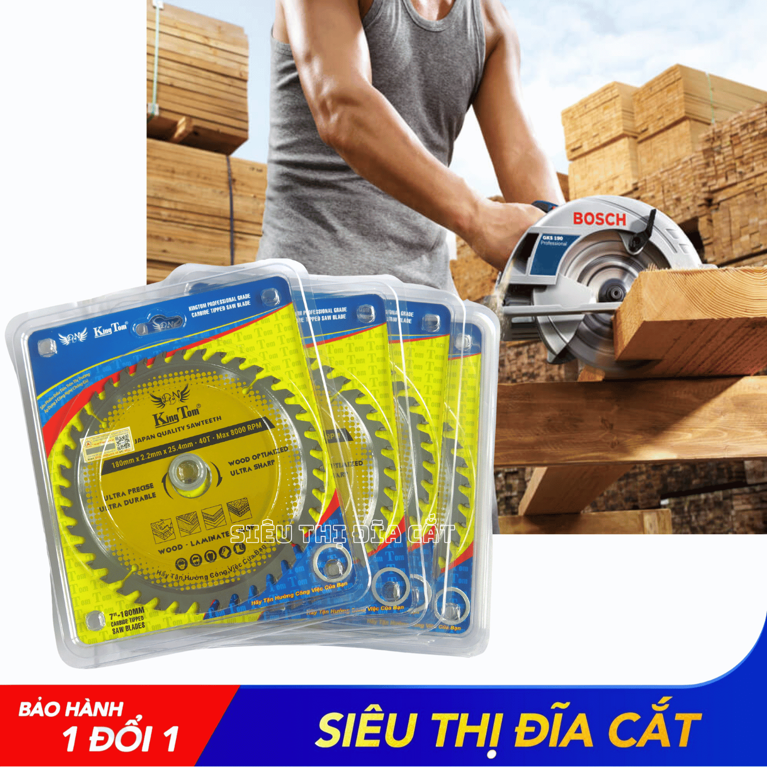 LƯỠI CƯA - LƯỠI CẮT GỖ 180-40 RĂNG KINGTOM VÀNG – CHẤT LƯỢNG VÔ ĐỊCH PHÂN KHÚC GIÁ RẺ!