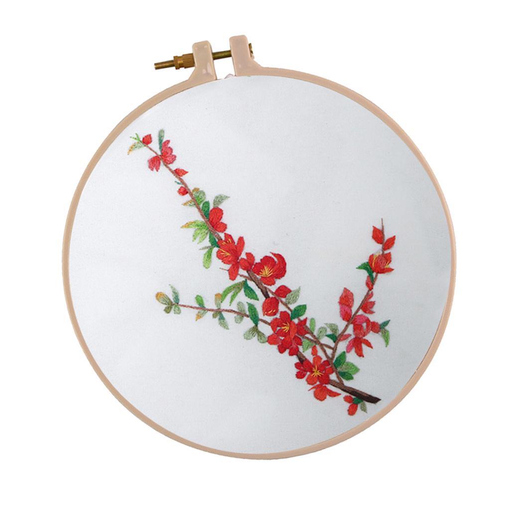 DIY Ribbon Flower Embroidery Set Starter Frame Cross Stitch for Beginner Needlework Kit Art Craft Sewing Accessories