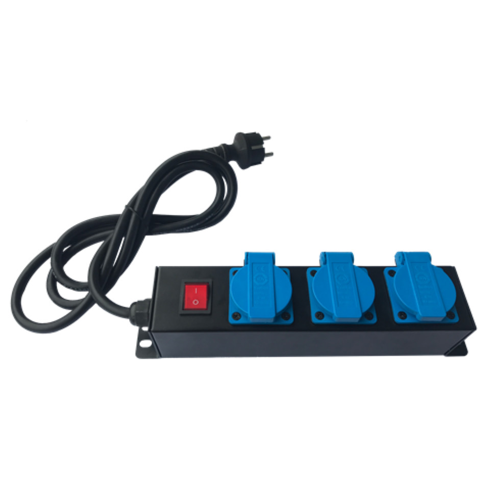 Ổ CẮM ĐIỆN 3 Ổ- 2 CHẤU TRÒN CÓ NẮP PDU-02-03-01 - INPUT ~220-240V ∣ 16A ∣ 3000W - Ổ CẮM ĐIỆN 2 CHẤU