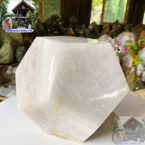 Đá 12 mặt thạch anh hồng tự nhiên giúp tinh thần sảng khoái và minh mẫn QC922 nặng 10kg kích thước 20x12