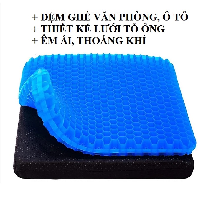 Đệm Ngồi tổ ông silicon 2 Lớp 3D Thoáng Khí, Nệm Ngồi Ghế Văn Phòng, ô tô GD633-DemToOng