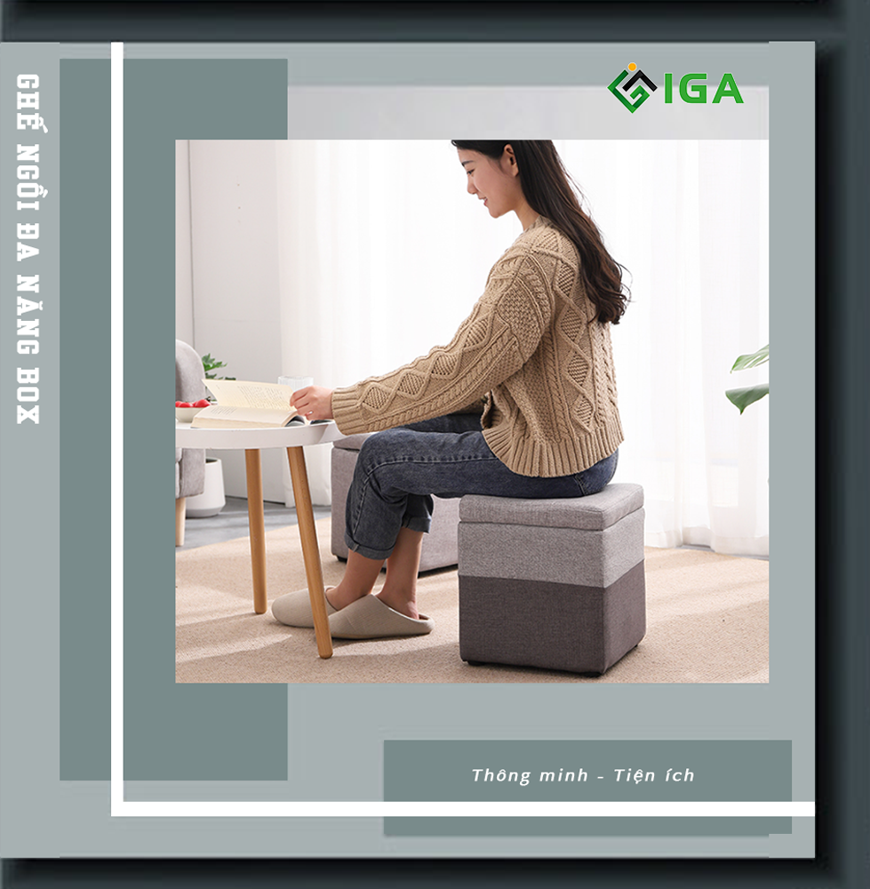 Ghế đôn trang điểm IGA, ghế đẩu thông minh kết hợp bàn cafe - GC11