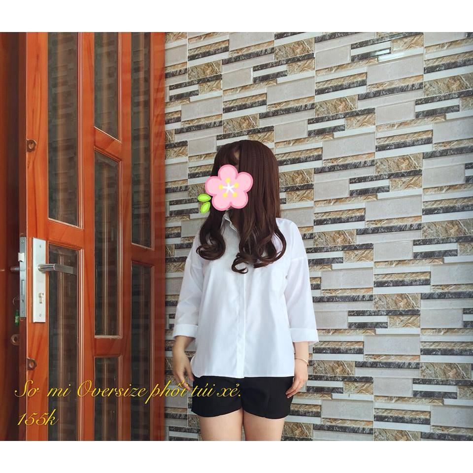 Sơ Mi Oversize trắng phối túi xẻ