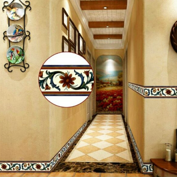 Len dán viền tường xoắn hoa cuộn dài 10m (cao 10cm)