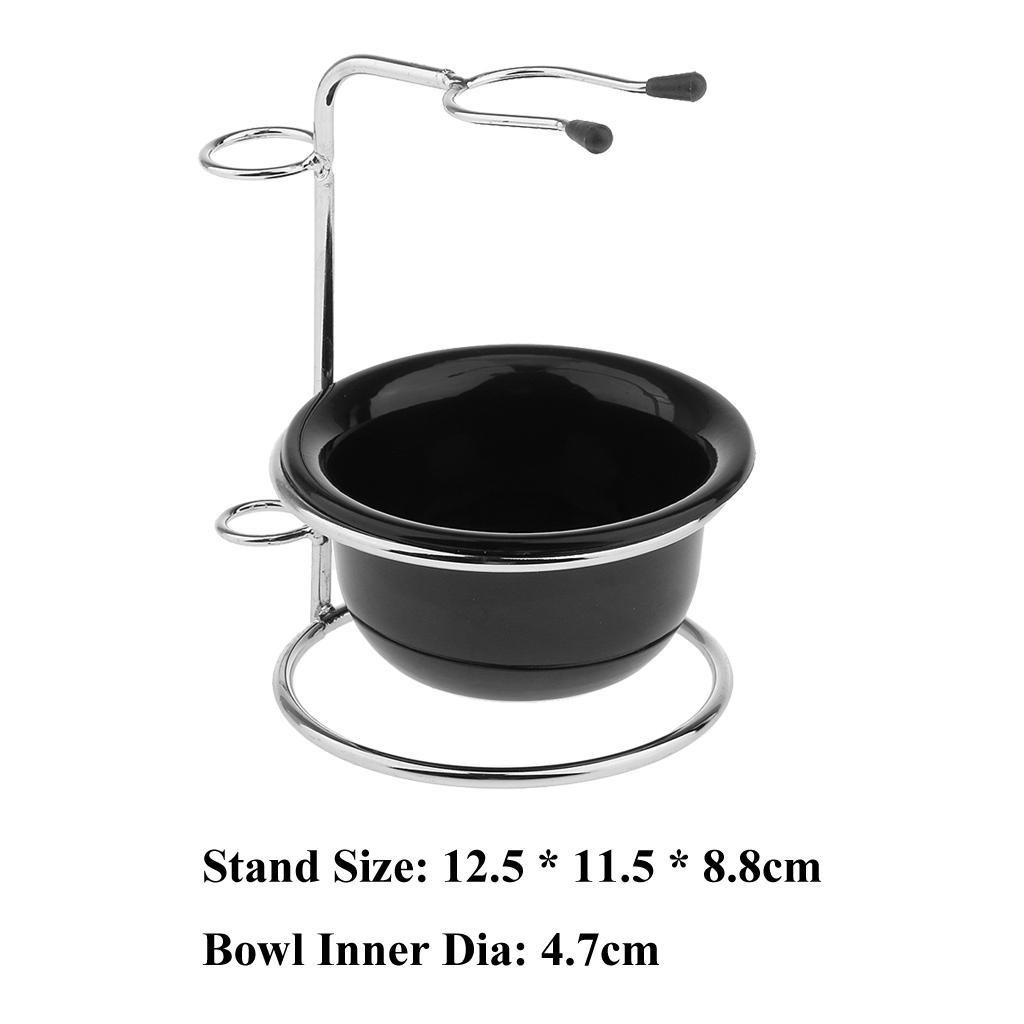 Male's Mustache Beard Shaving Brush + Safety Stainless Stand Rack + ABS Bowl Mug
