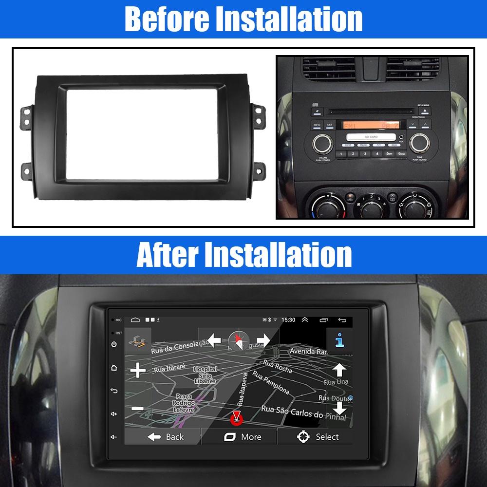 Khung nhựa 2 Din Fascia DVD stereo cho xe hơi Suzuki SX4 2006-2013 Fiat Sedici 2005-2014
