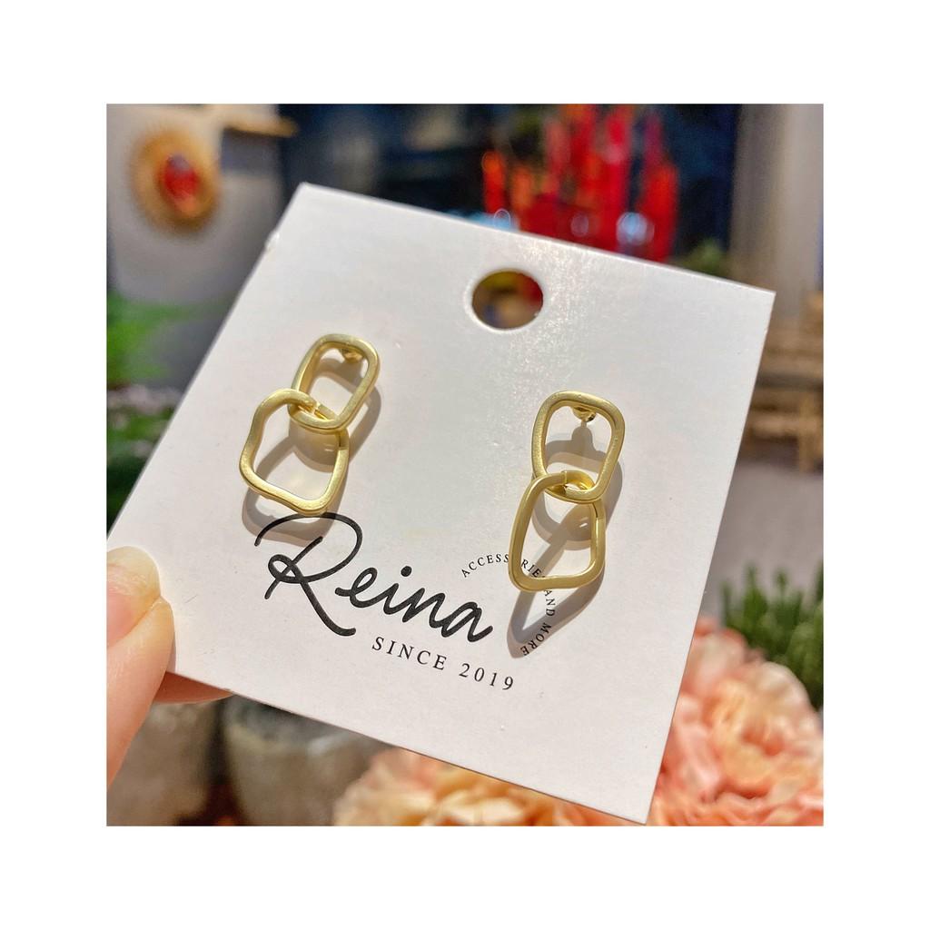 Khuyên tai nữ phong cách Hàn Quốc double hình học cá tính Reina