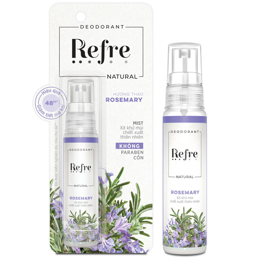 Xịt Khử Mùi Refre Natural Rosemary Hương Hương Thảo (30ml)