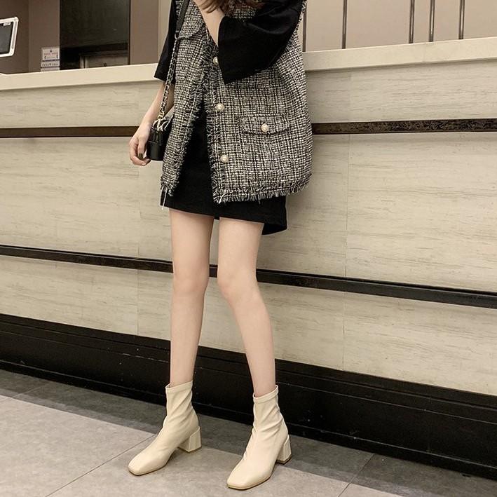 Giày Martin ngắn gót thấp nữ Hàn Quốc