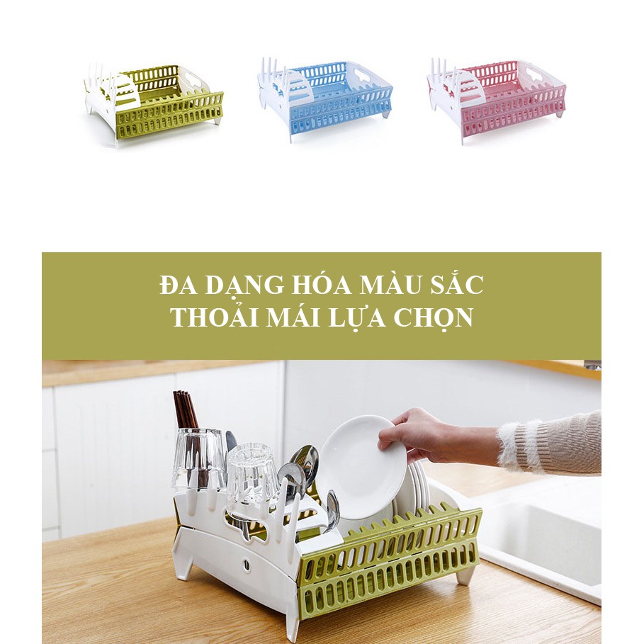 Kệ Để Chén Dĩa Nhà Bếp Đa Năng Xếp Gọn