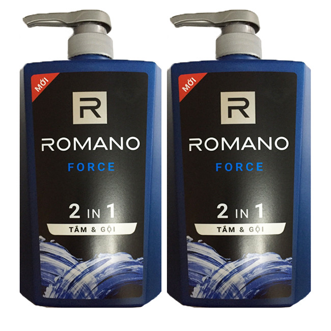 Bộ 2 Chai Tắm Gội 2in1 Romano Froce + Tặng 5 gói dầu gội Romano