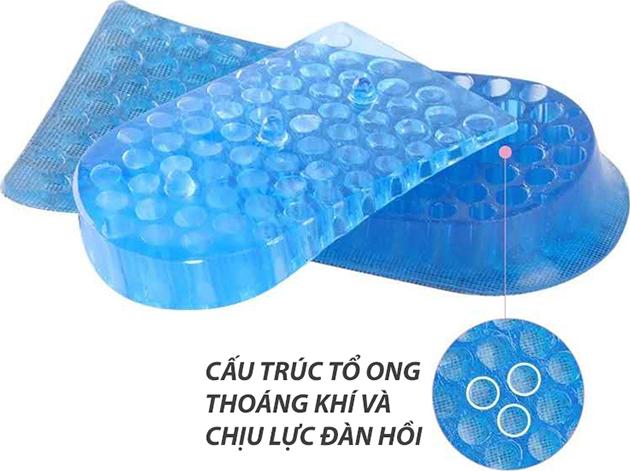 Một bộ bốn miếng lót giày độn đế tăng chiều cao 3.5cm loại 2 lớp cấu trúc tổ ong bề mặt ép vải cotton dùng mang giày tây nam, giày thể thao, giày lười slip on PK43