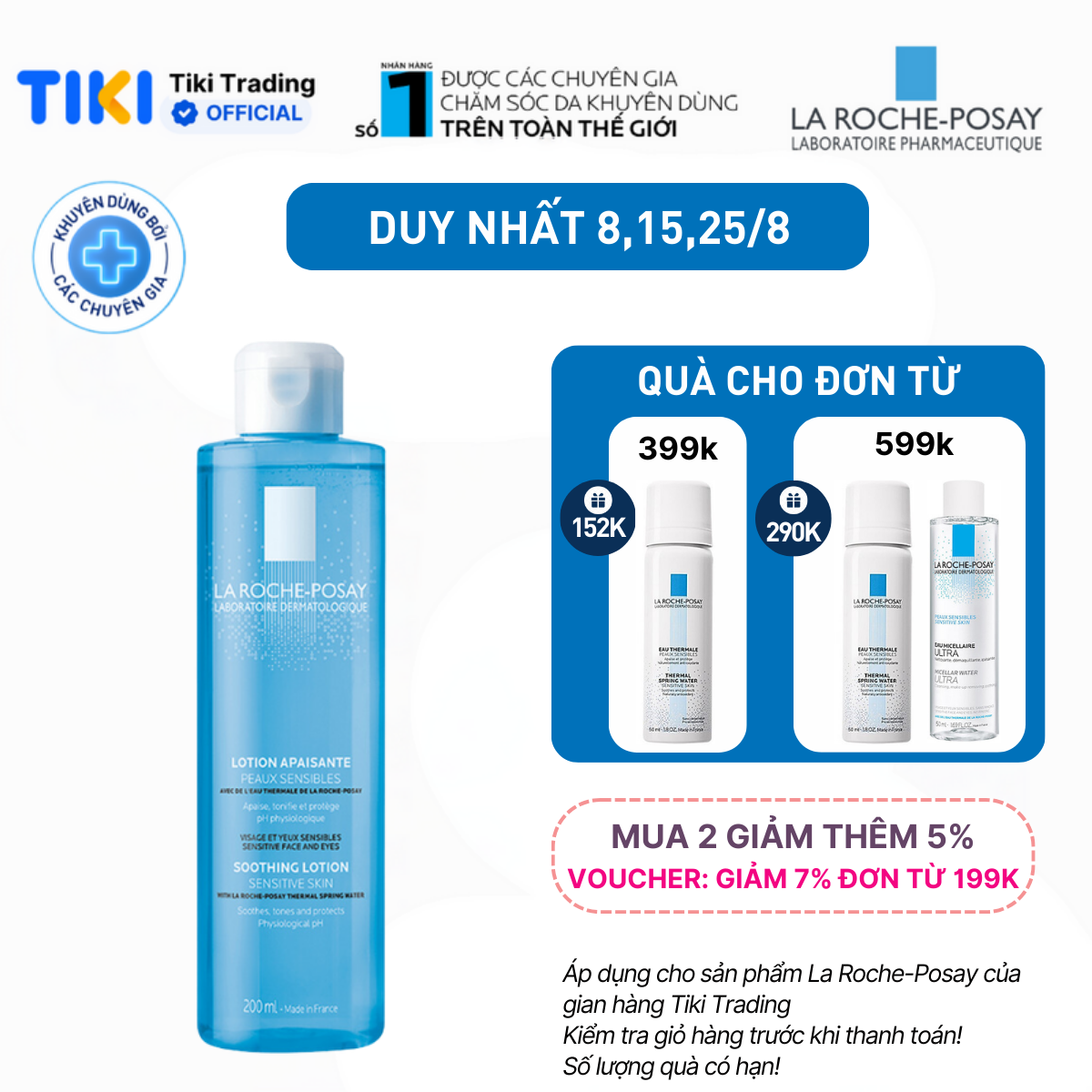Nước cân bằng giúp làm dịu và bảo vệ da nhạy cảm La Roche-Posay Lotion Sensitive Skin 200ml