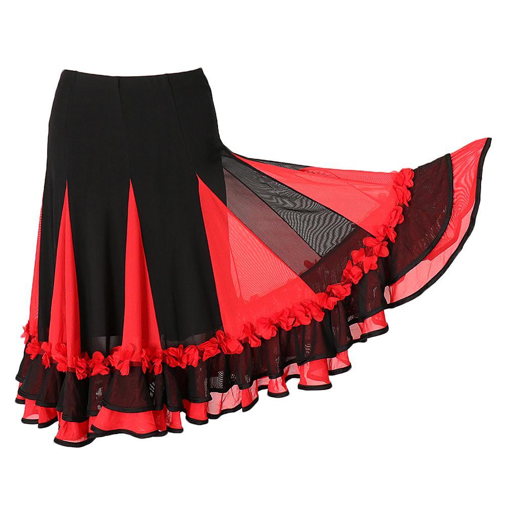 2 Pieces Women Lady Dance Skirt Ballroom Dance Skirt Full Circle Modern Dress Party Costume Dancewear
