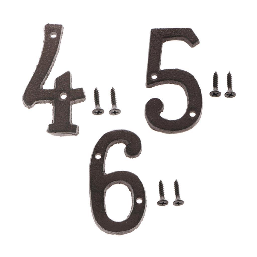 Metal Doorplate Sign Plate Sticker No. 4 5 6 for Home Office Door Decor