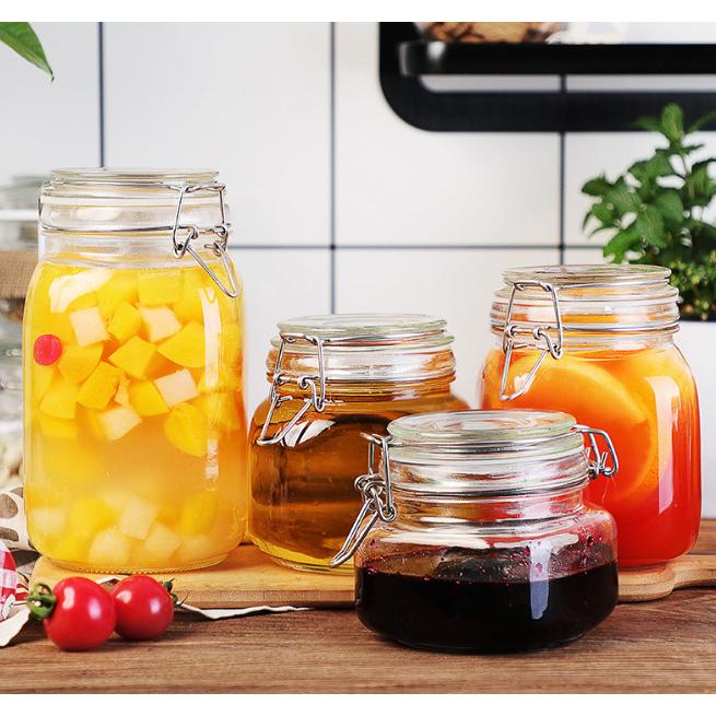Hũ Thủy Tinh Bầu Nắp Gài Gọng Thép 500ml , 750ml , 1000ml , 2000ml , 3000ml