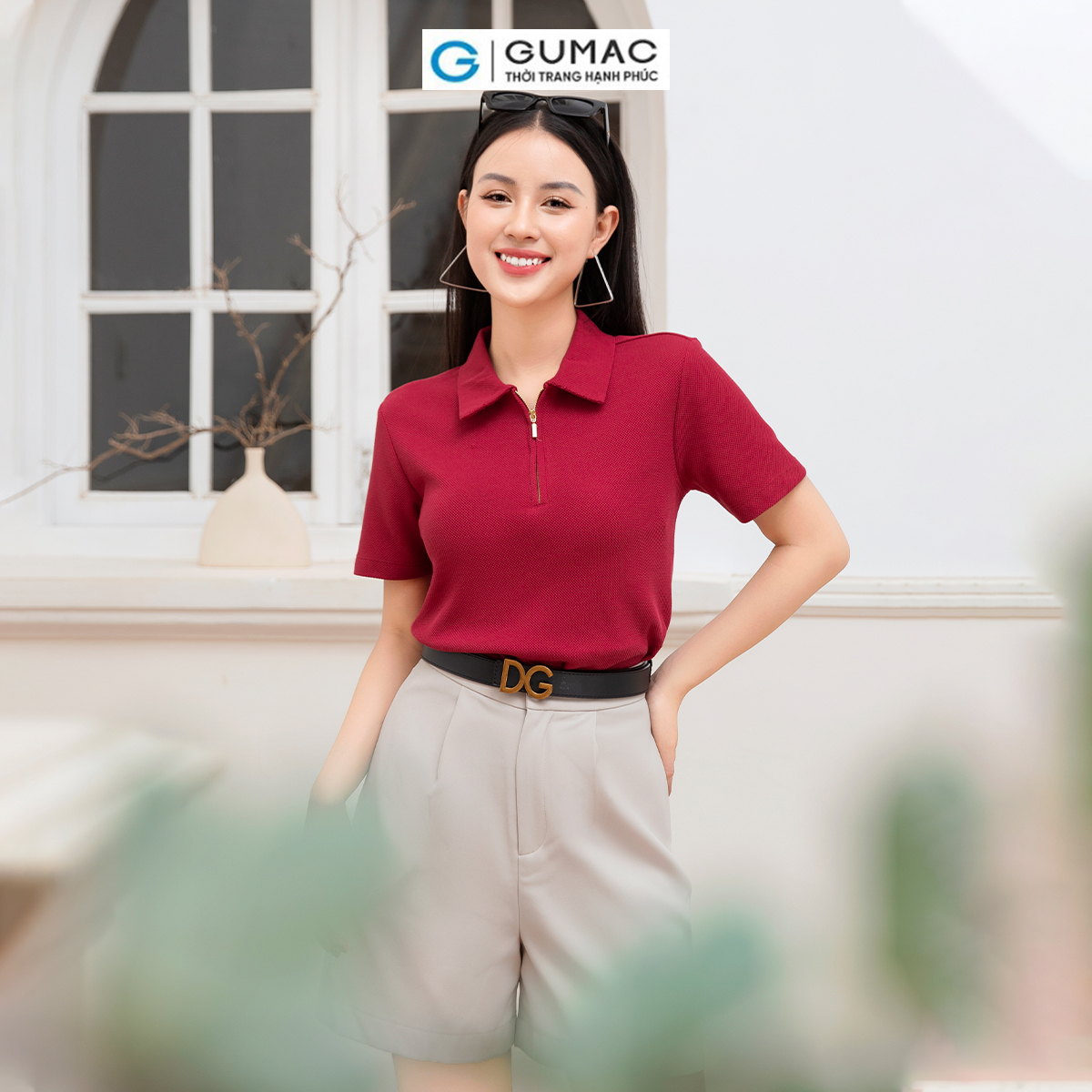 Áo polo phối dây kéo thời trang GUMAC ATD10031