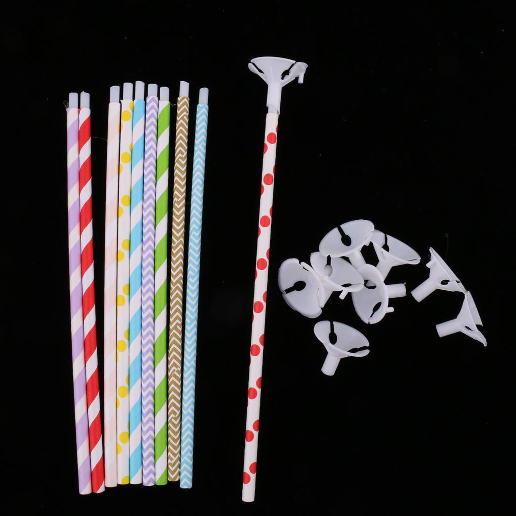 10 Pieces Colorful Balloon Sticks Holders with Cups for Wedding Party Decor