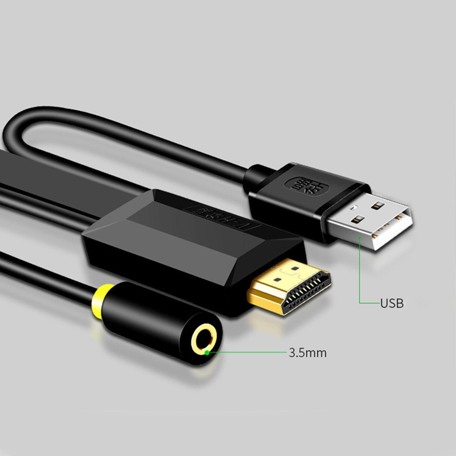 To VGA Cable 1080P with Audio Adapter for Monitor Desktop