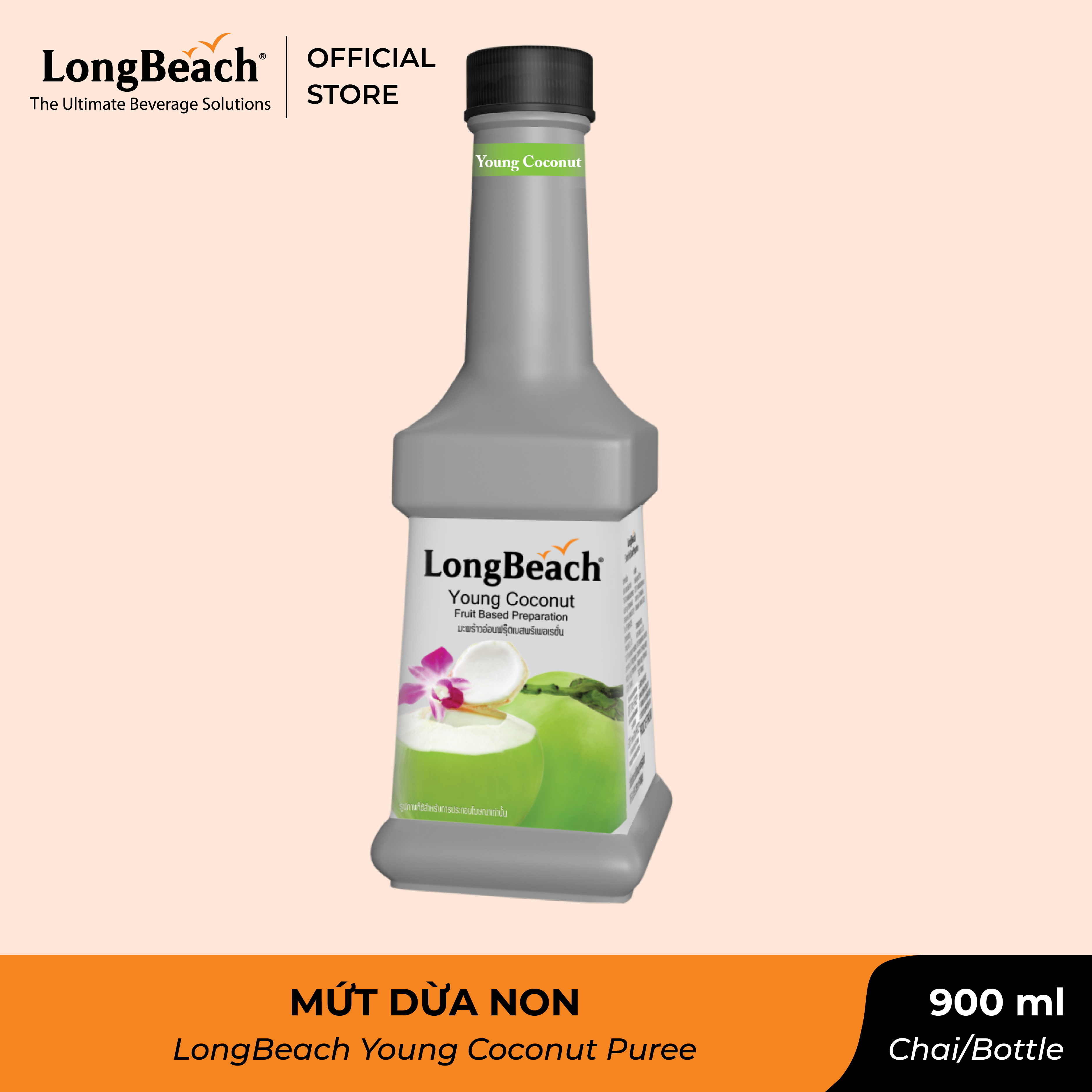 Mứt Dừa Non - LongBeach Young Coconut Fruit Based Preparation 900 ml