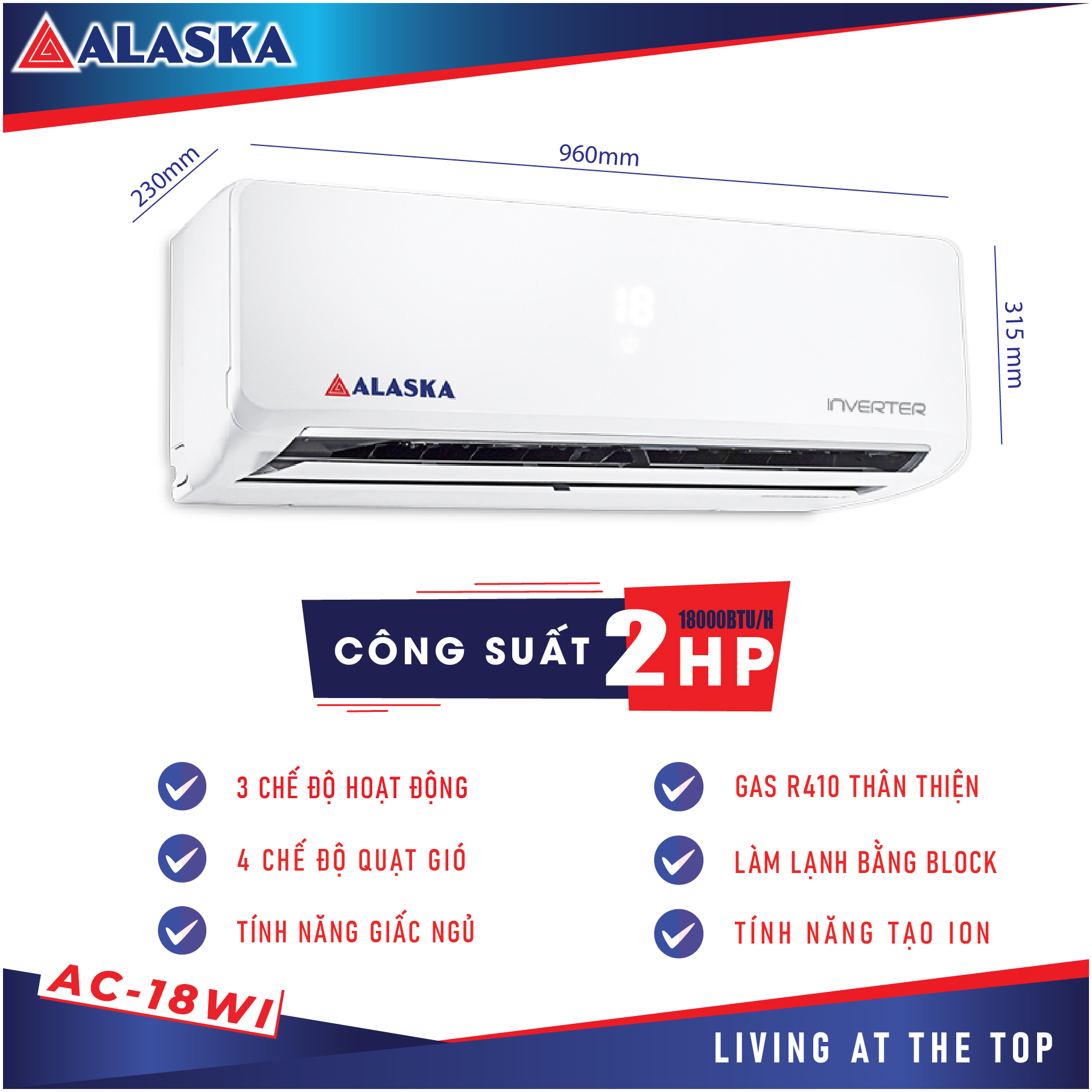 Máy Lạnh ALASKA INVERTER AC-18WI 2.0HP - Hàng Chính Hãng -Chỉ giao tại HCM