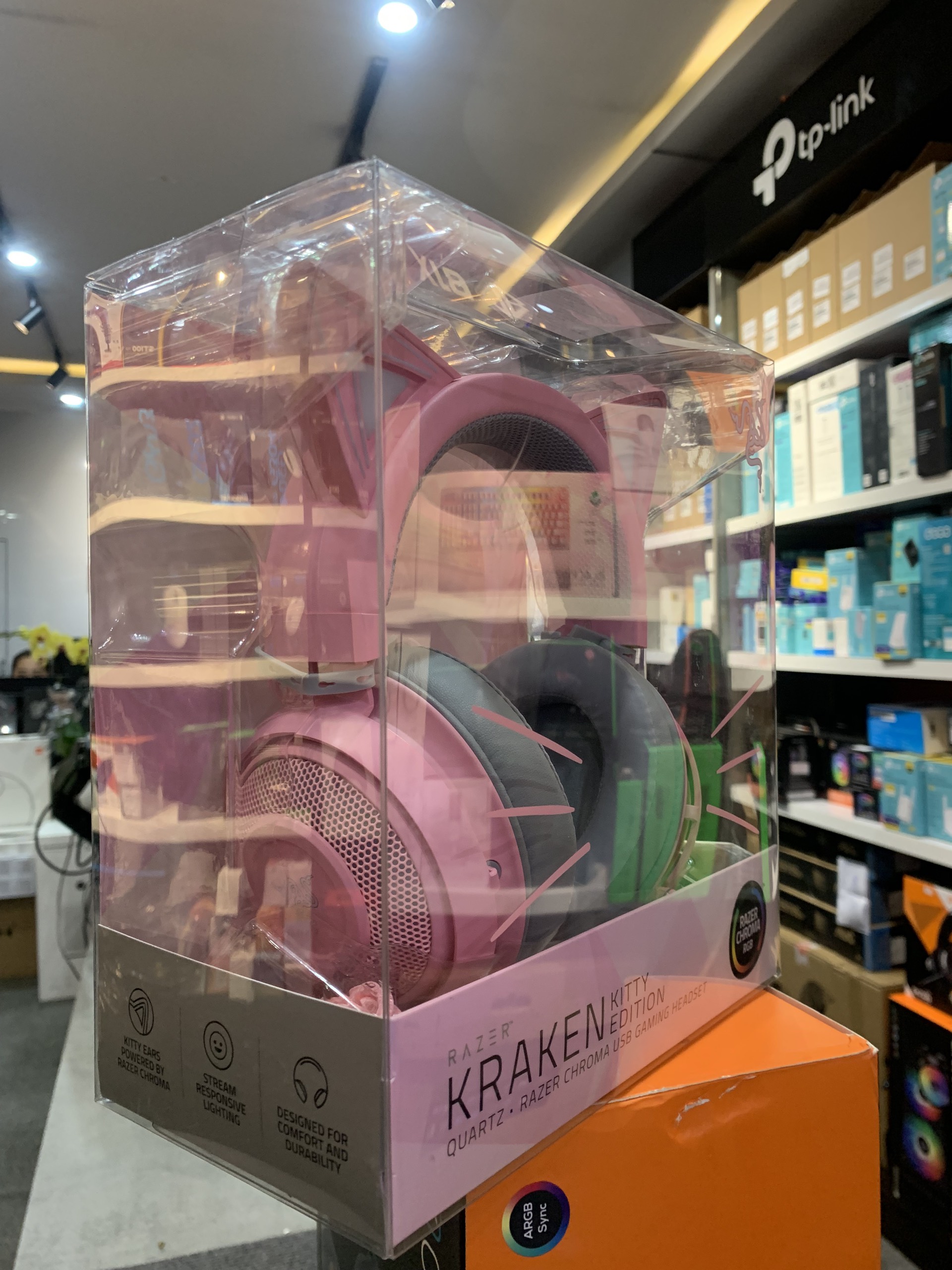 Tai nghe Razer Kraken Kitty - Quarzt - Tai Mèo Màu Hồng-  Hàng Chính Hãng