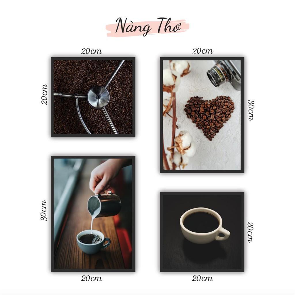 BỘ 4 TRANH TIỆM CÀ PHÊ DÁN FORM CỨNG 5mm