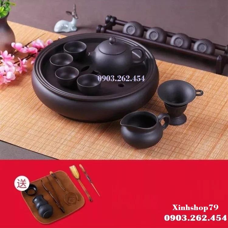 Bộ ấm trà tử sa gốm sứ cao cấp , có kèm khay, bộ ấm chén pha trà - gd218