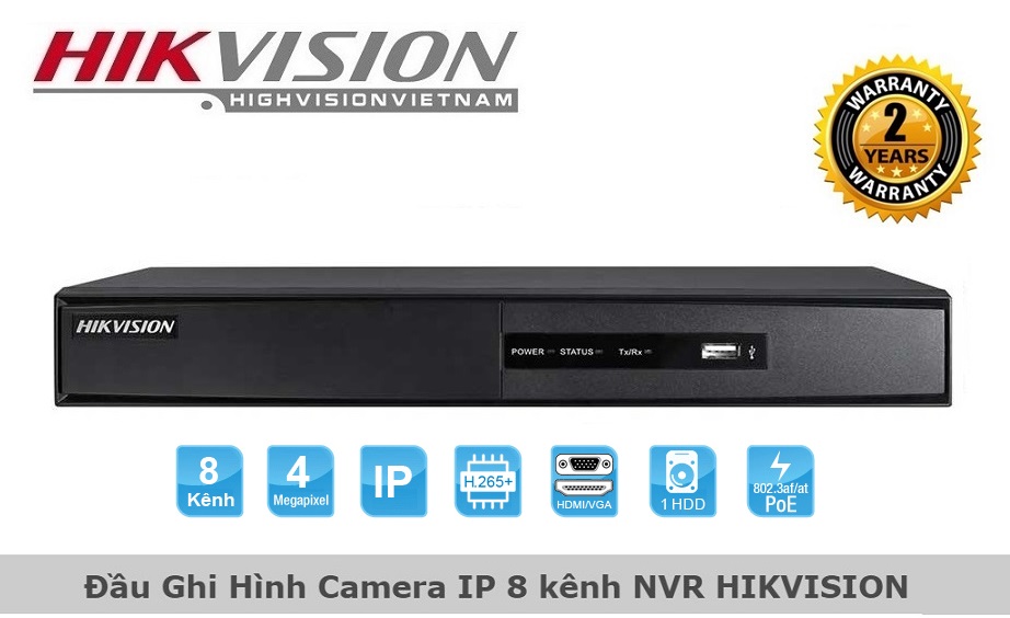 Đầu Ghi Hình Camera IP Wifi Không Dây 8 Kênh NVR - Hikvision DS-7108NI-Q1/8P-Hàng Chính Hãng