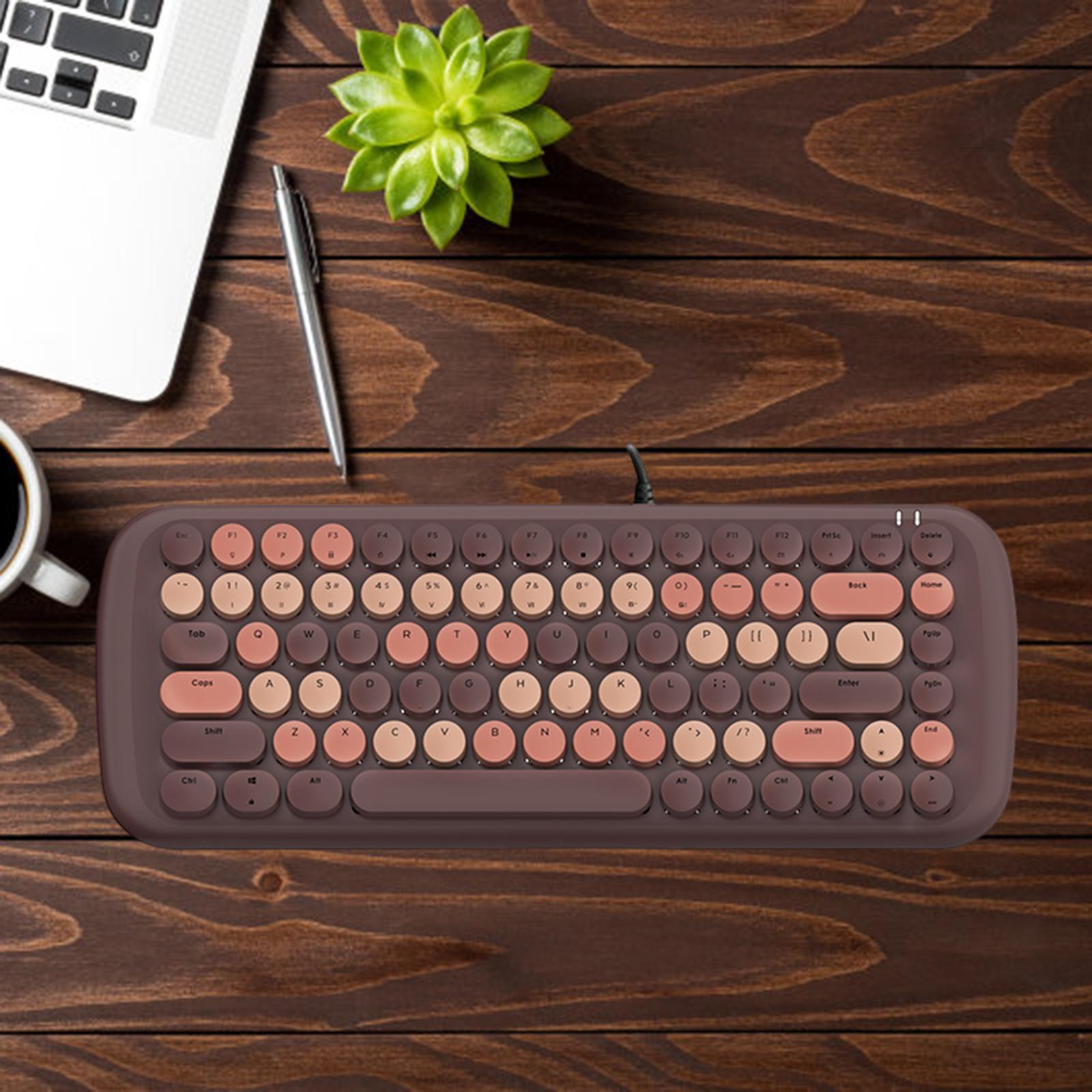 Colorful USB Wired Mechanical Keyboard 84 keys Retro Round Keycaps w/Backlit
