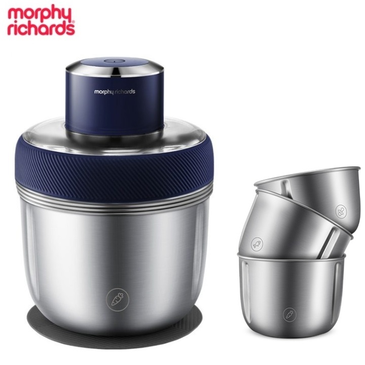 Máy xay thịt và bóc tỏi tích hợp 3 cối inox 304 Morphy Richards, tích hợp 3 tốc độ quay - Công suất 350W - HÀNG NHẬP KHẨU