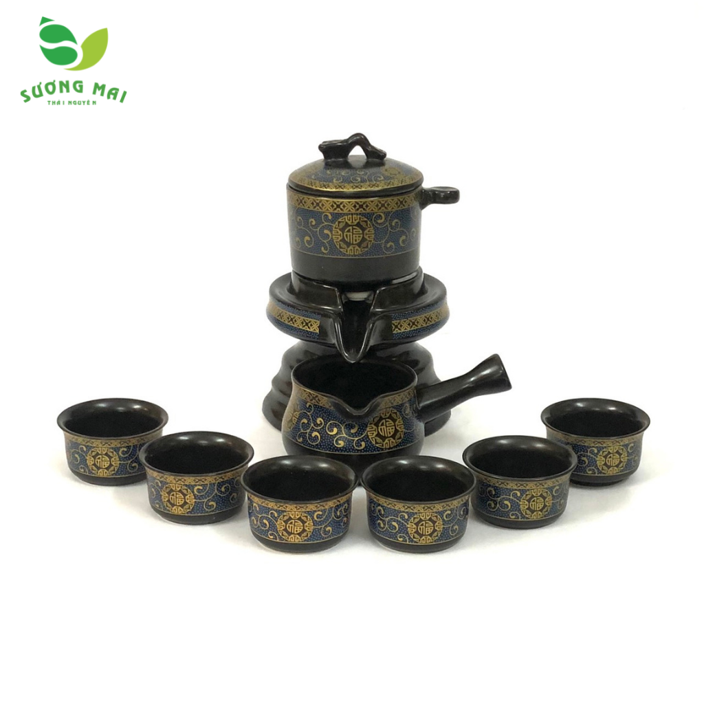 Bộ bình pha trà cối xay sm 002 - đỏ đen vàng