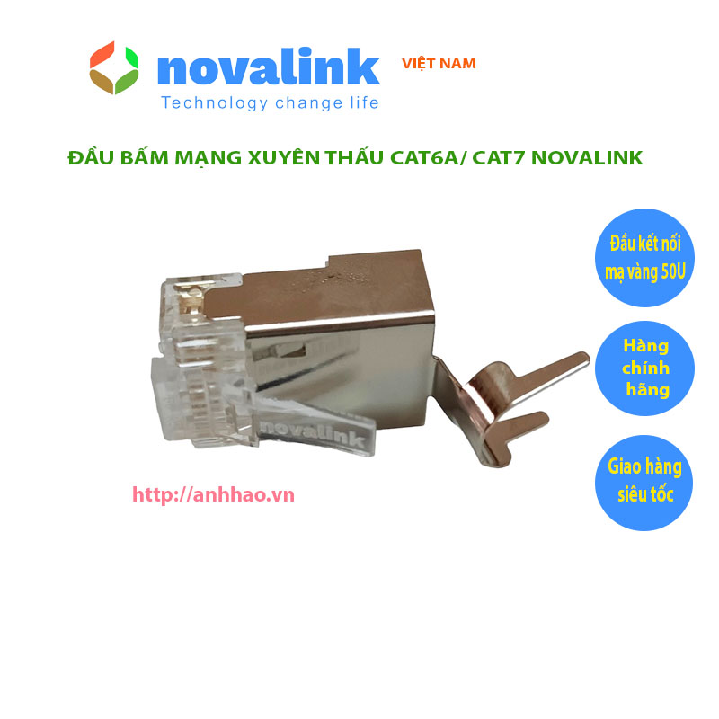 Đầu bấm mạng xuyên thấu cat6A/ cat7 Novalink CC-01-00195 - Hàng chính hãng, Full thuế VAT, COCQ