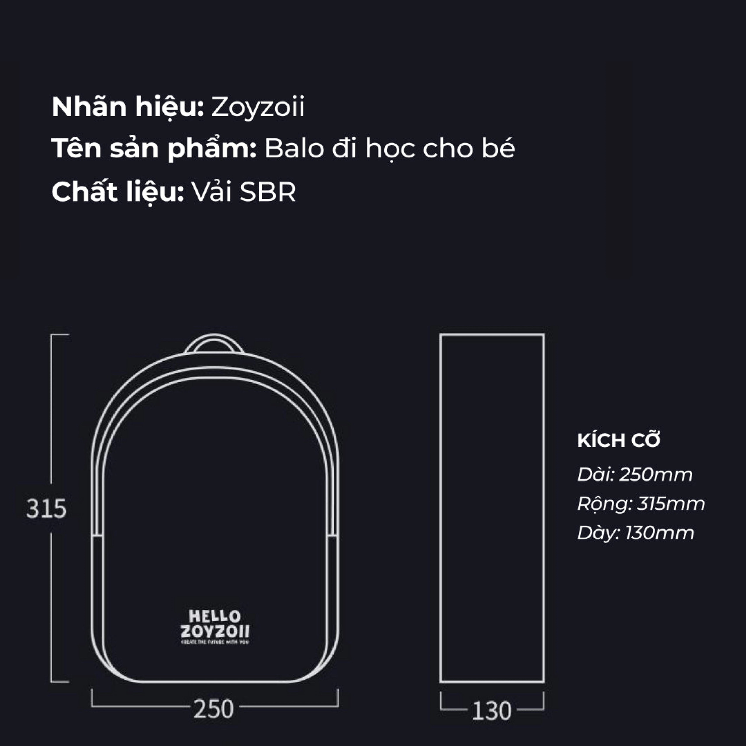 Balo Mẫu Giáo Tiểu Học Lớp 1-3 ZOY ZOII B19 Cho Bé Trai Bé Gái - Hàng Chính Hãng