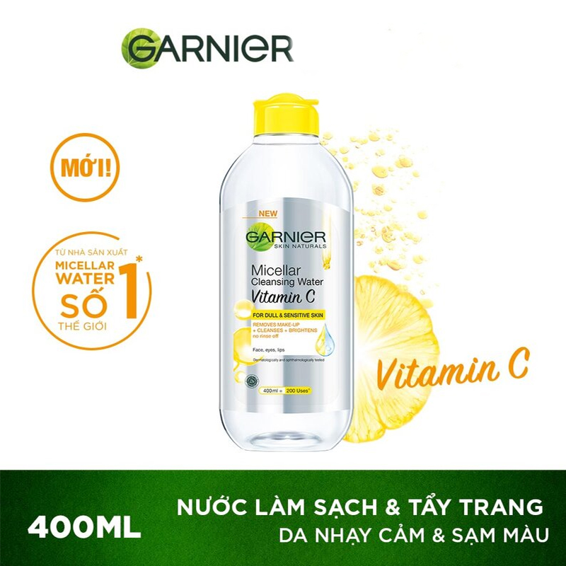 Nước Tẩy Trang Garnier Vitamin C Làm Sáng Da Micellar Cleansing Water Vitamin C 400ml