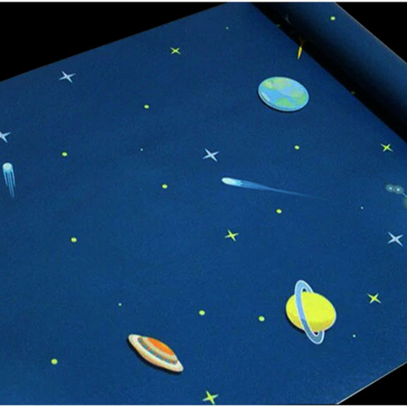 Cuộn 5m Decal Giấy Dán Tường Vũ trụ xanh