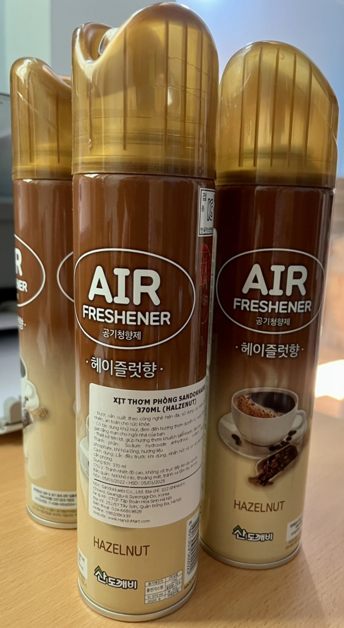 Combo 2 Chai Xịt Thơm Phòng Khử Mùi Hàn Quốc Hương Cafe Hazelnut 370ml cho xe hơi