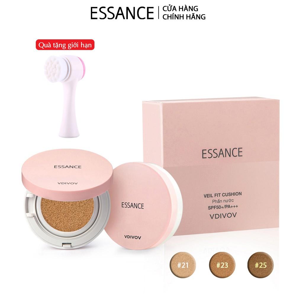 Phấn nước mịn lì mờ khuyết điểm Essance Veil Fit Cushion SPF50+ PA+++ 15g Tặng Cọ rửa mặt