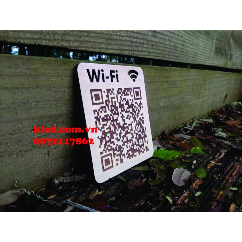 Bảng gỗ wifi decor treo cửa tên shop quét mã QR tiện lợi giá rẻ "Free Ship"