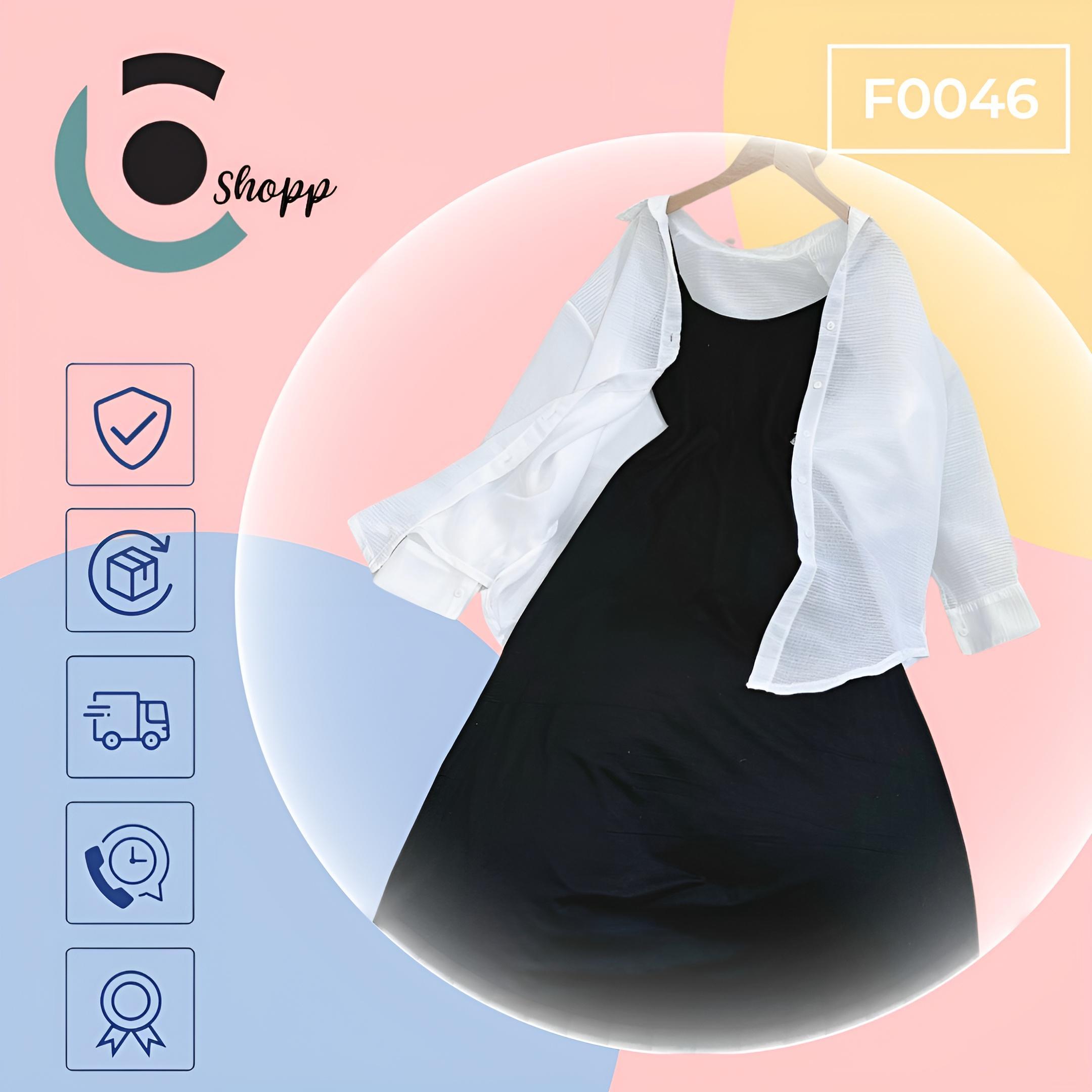 Set 2 món vây chữ A kèm khoác xẻ lưng cao cấp