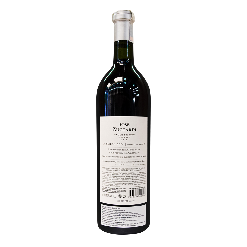 Rượu Vang Đỏ Jose Zuccardi 750ml 14.5% - Argentina - Hàng Chính Hãng